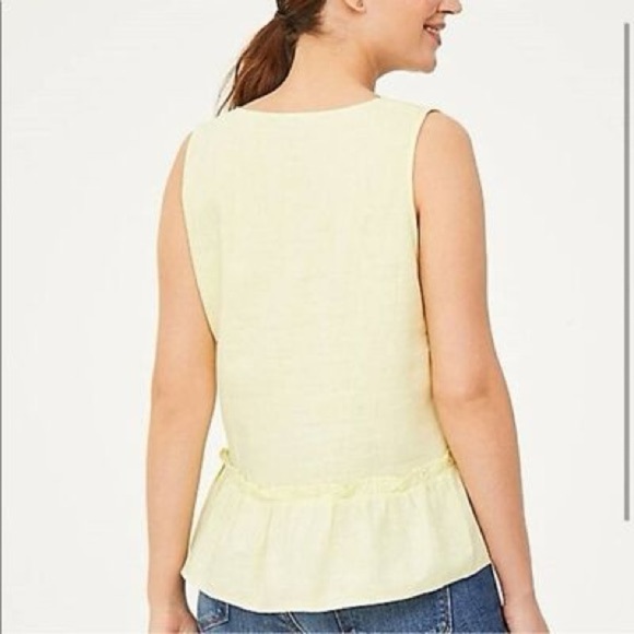 LOFT linen blend yellow peplum top - Picture 2 of 6